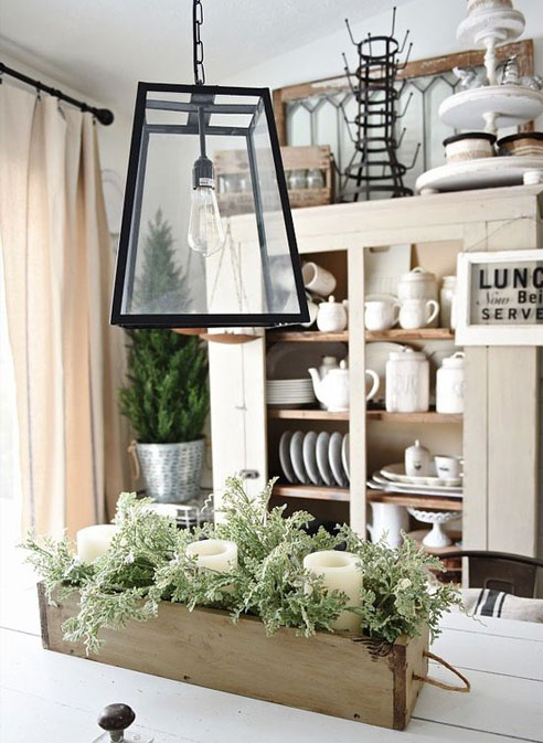reclaimed wood table centrepiece