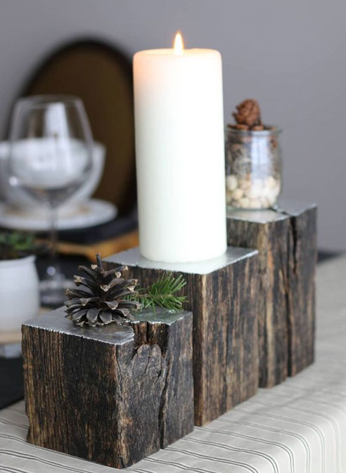 reclaimed wood candle holders