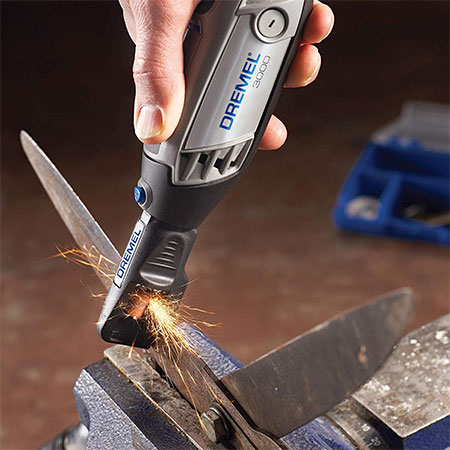 sharpen lawnmower blades with dremel multitool