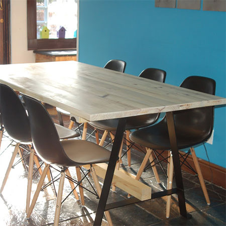 biscuit joiner to join planks together for tabletop