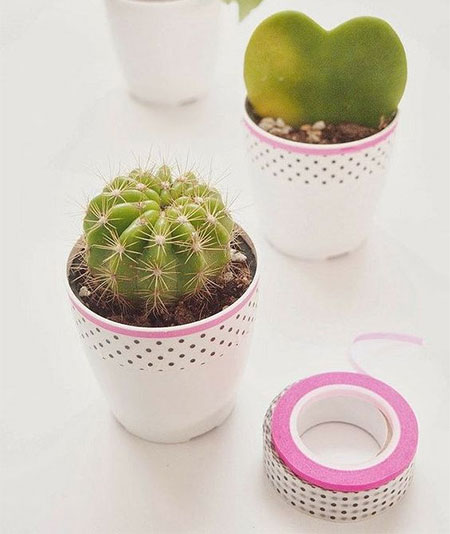 primp up your flower pots with washi tape