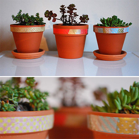 apply washi tape to planters and pots