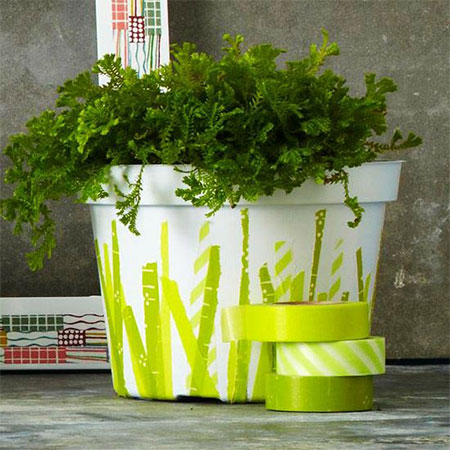 washi tape planter plant pots