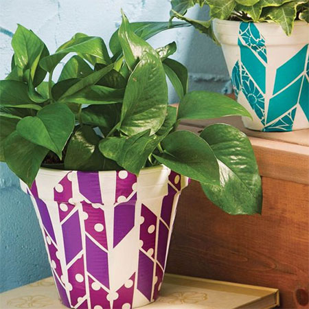 washi tape on planter plant pots