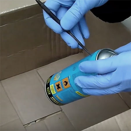 use sharp tool to pierce the can