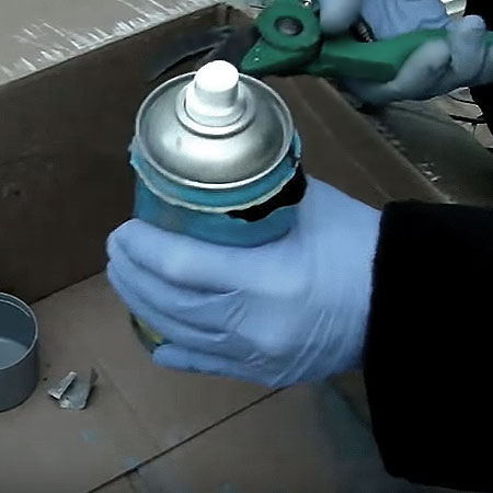 use tin snips to cut open can