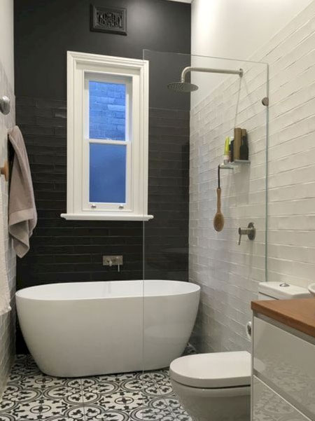 oval bath converted to rain shower