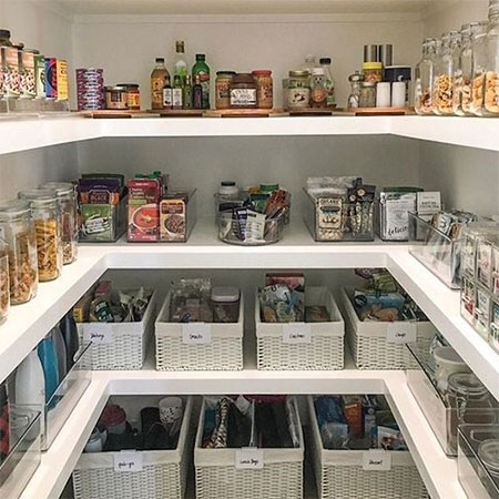 basket and jars for pantry storage