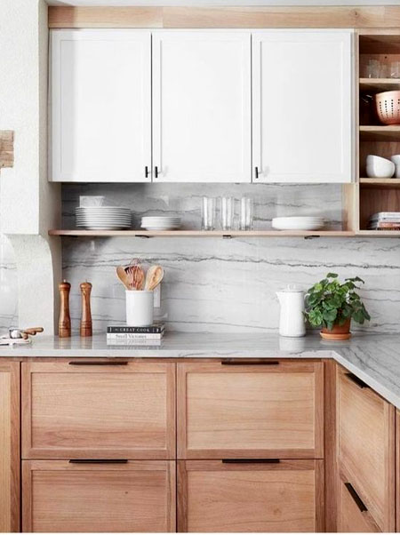 white and wood scandinavian kitchen