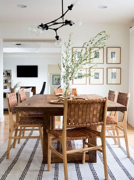 rugs add texture to dining room