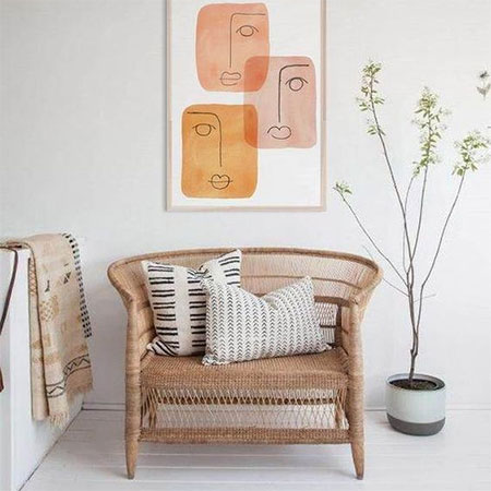 mid century wicker bench