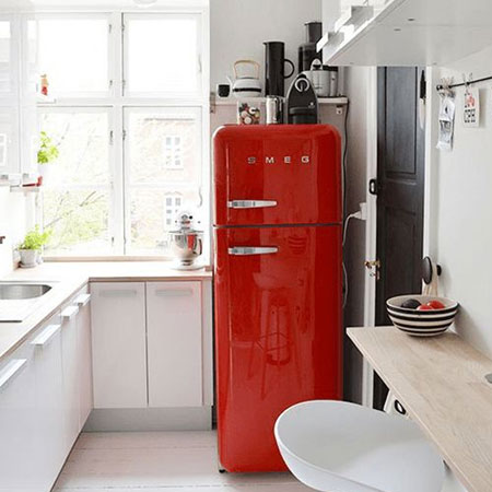 bold red fridge
