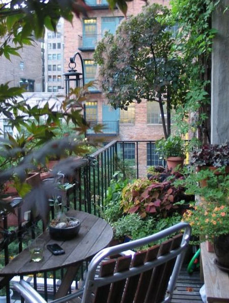 shady bistro table on balcony