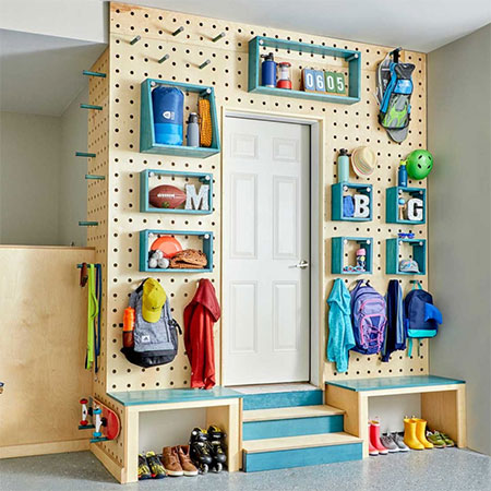 plywood pegboard wall for garage storage