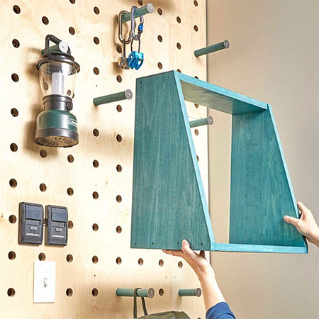 plywood pegboard wall for garage storage