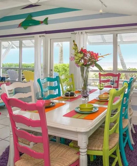 paint wood chairs in bright colours with chalk paint