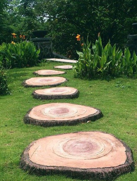 circular path designs with tree stumps