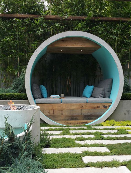 circular concrete garden designs