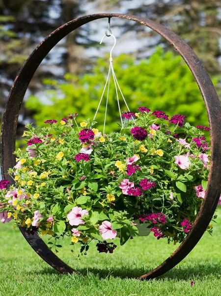 colourful hanging baskets for gardens