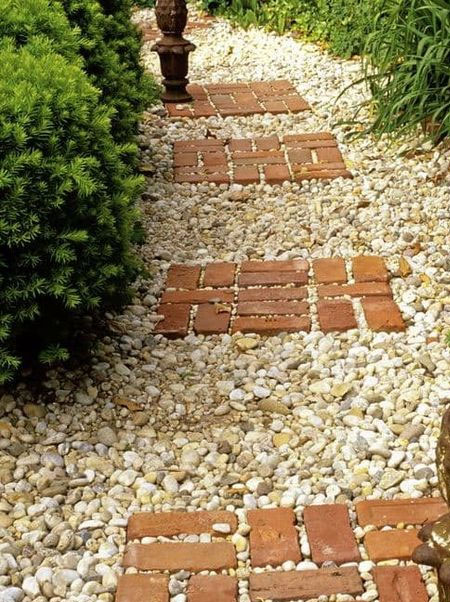 permeable materials gravel and bricks for paths