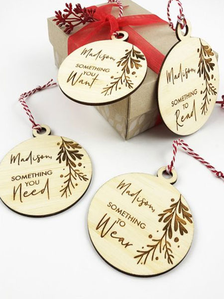 cnc printed christmas gift tags