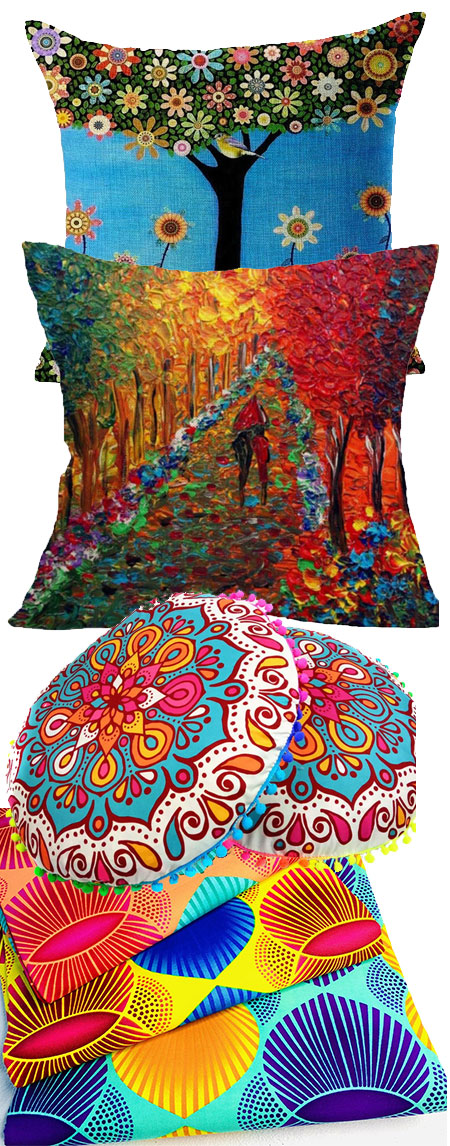vivid patterns and bright colours fabric