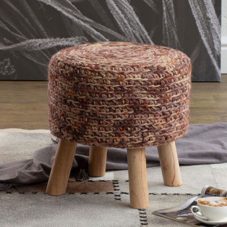 handmade milk stool knitted upholstery