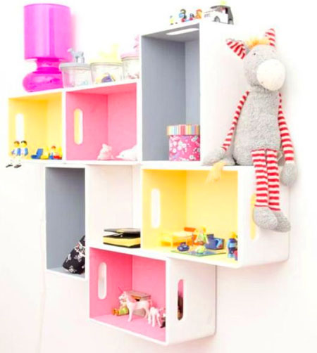 paint colourful shelves nursery