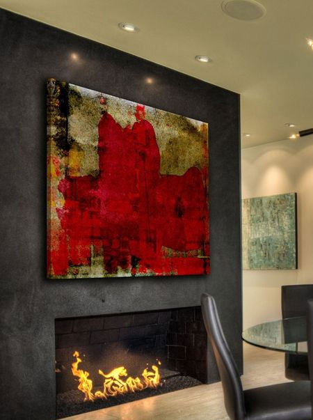 red artwork adds warmth to a room