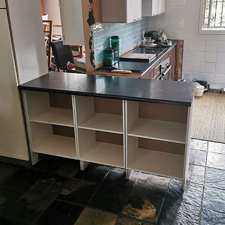 install new kitchen cupboard penninsula