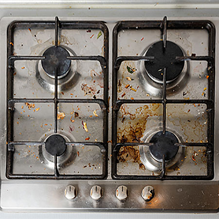 how to clean gas hob or stove top