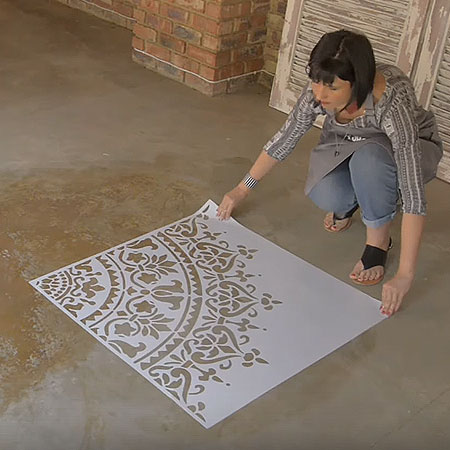 place the stencil on the floor