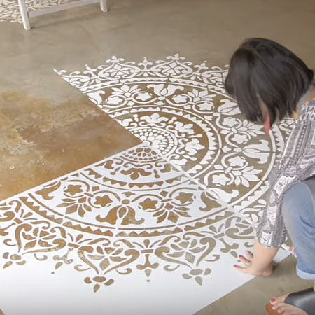 relief stencil design for floors