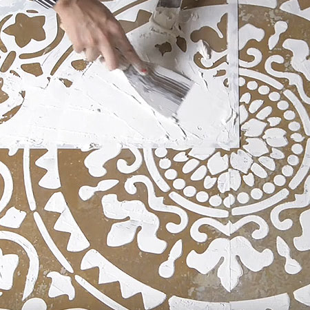 how to relief stencil on floor
