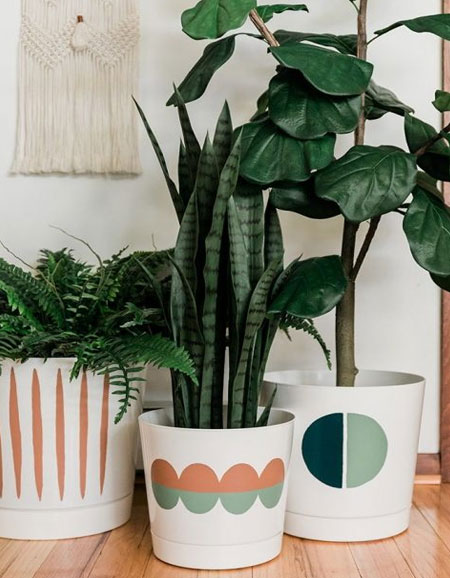 pretty patterned plant pots