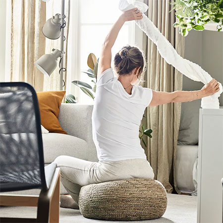 ottoman or pouffe for exercising