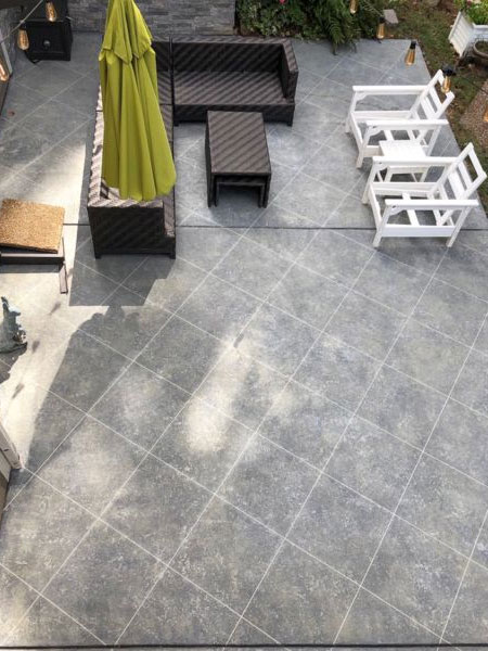 how to paint concrete look like tiles