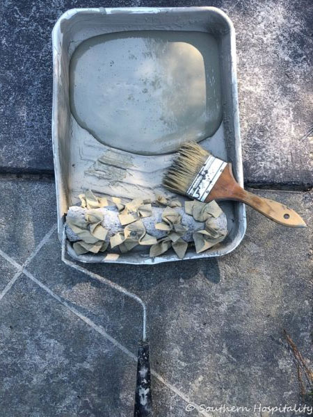 use rags for faux tile paint effect