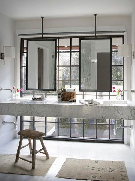 how to suspended mirror bathroom