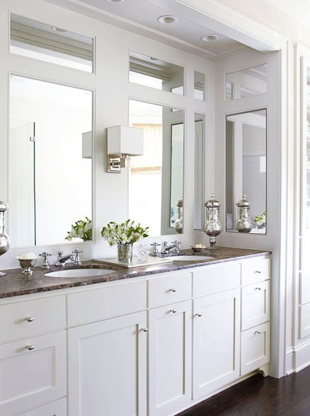 hang multiple mirrors in bathroom