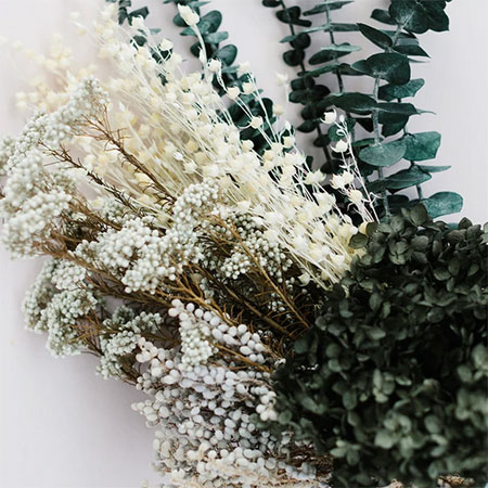 beautiful coloured dried flower arrangements