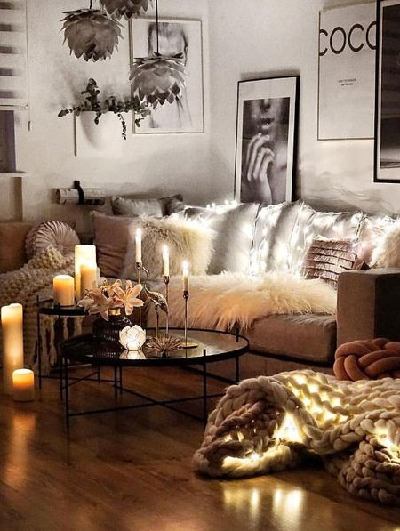 candles in living room