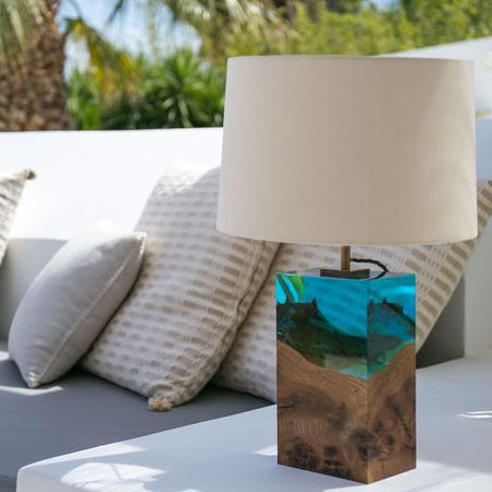 table lamp with epoxy resin