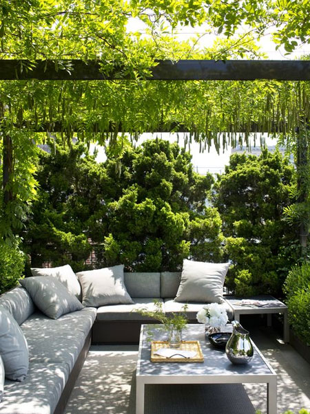 garden outdoor seating with shade