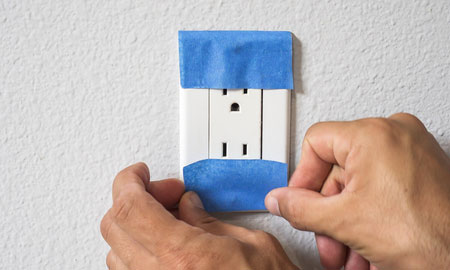 apply painters tape to protect fixtures and fittings