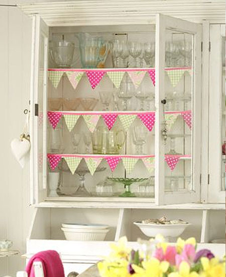 fabric bunting for kitchen shelves and cupboards