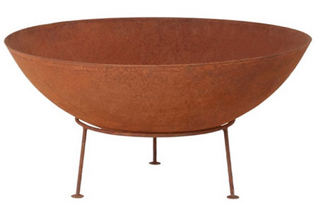 firepit with rust finish at builders
