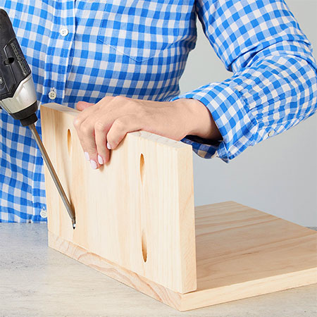 attach shelf side to shelf base with pocket-hole screws
