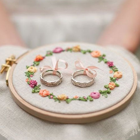 embroidered ring holder wedding