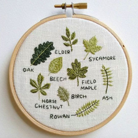 tree and leaf designs embroidery